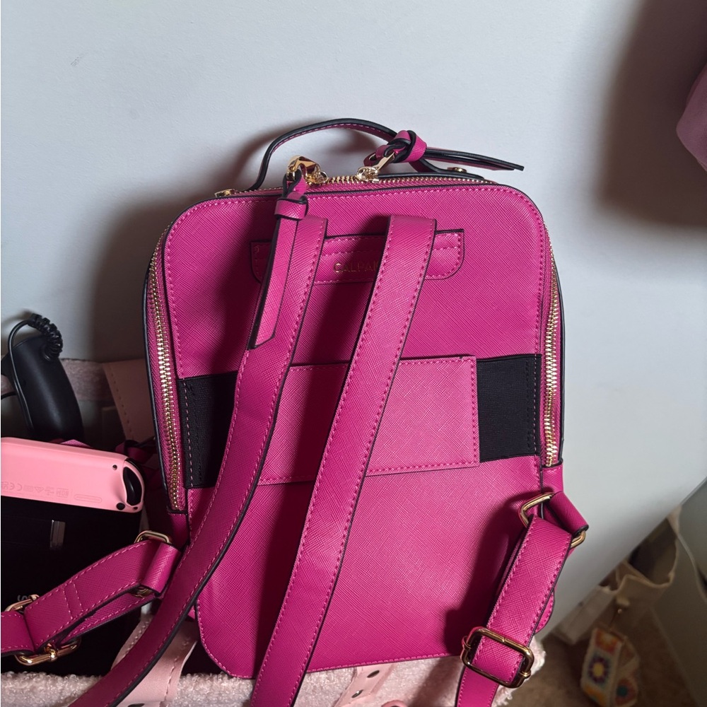 Calpak Pink Backpack with Whipstitch Detail - Picture 2 of 3